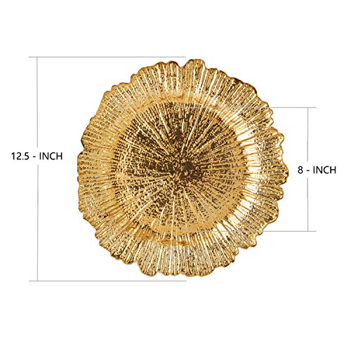 FANTASTIC :) Round 13 Inch Plastic Charger Plates with Eletroplating Finish (6, Reef Gold)