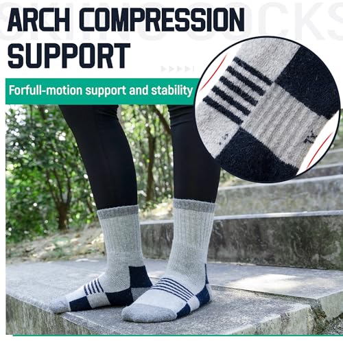 Kids Hiking Walking Socks Boys Girls Toddlers Merino Wool Warm Wicking Cushion Winter Crew Boot Socks4