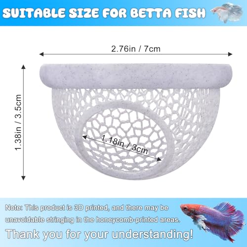 Image of Floating Betta Hide & Shrimp Cave - 3D Printed Aquarium Hammock with Marble Texture, Feeder Ring & Rest Spot for Betta Fish, Nano Tanks, Corydoras, Shrimp - Safe PLA