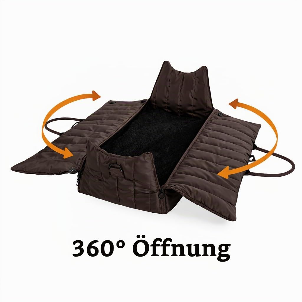 Hundetragetasche Donna 3-in-1 Hundetasche, Autositz & Reisebett in einem Schokobraun- Für kleine Hunde bis 10 kg-Stylisch & komfortabel