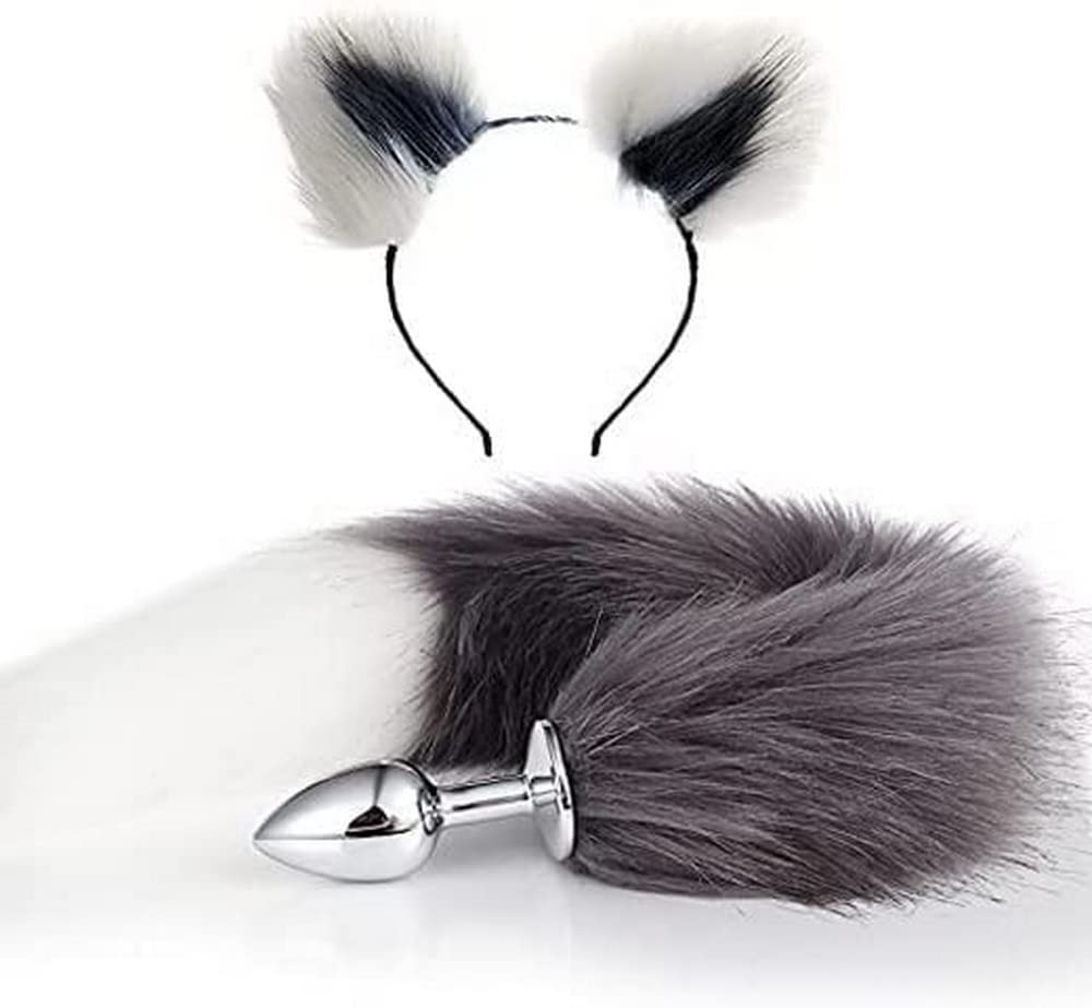 Buy ENGOOL Faux Fur Fox cat Ear and Tail Bu.tt Plug Women CostumeSet