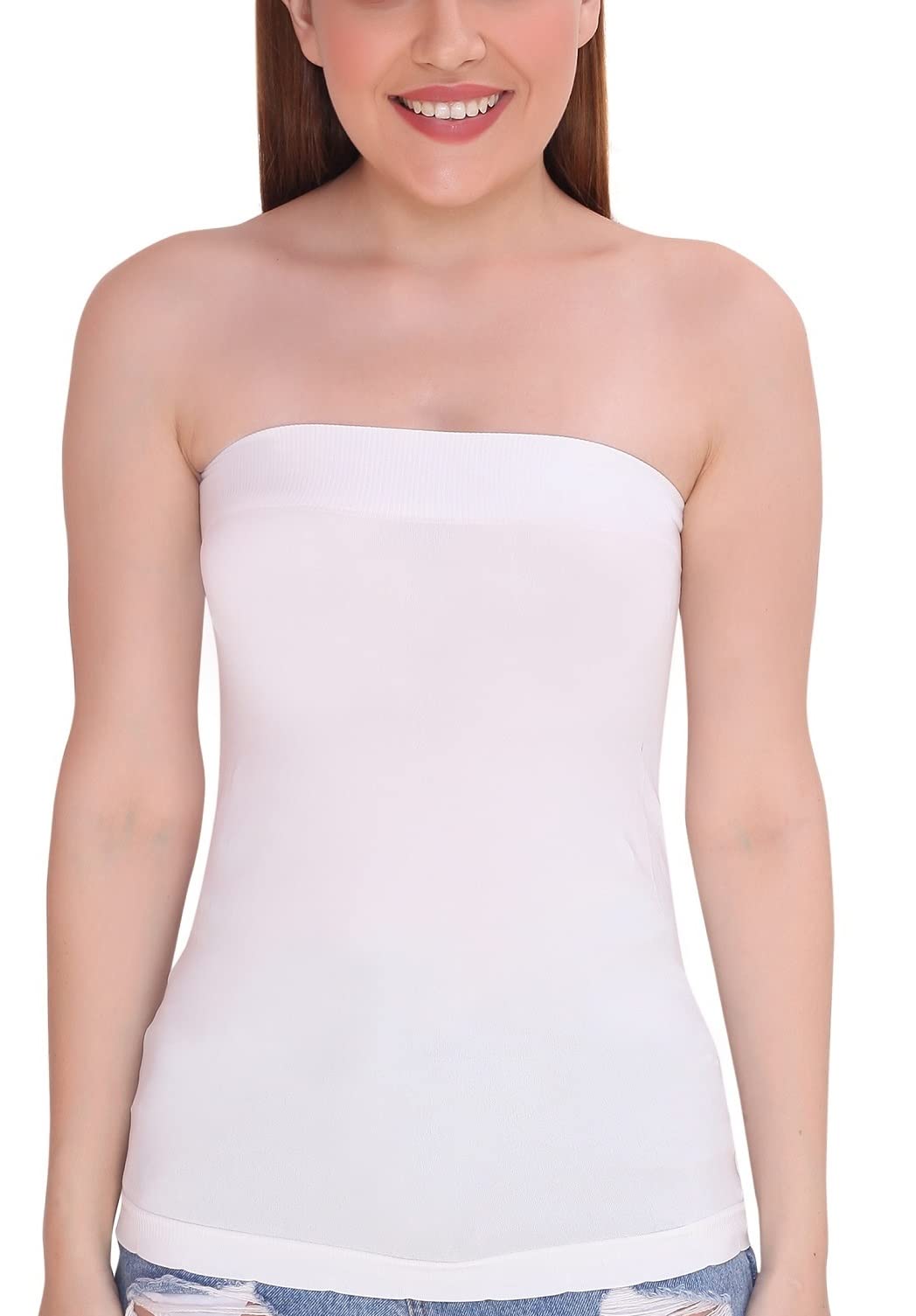 plumbury Strapless Camisole Long Tube Top For Women, Free Size-picture-49