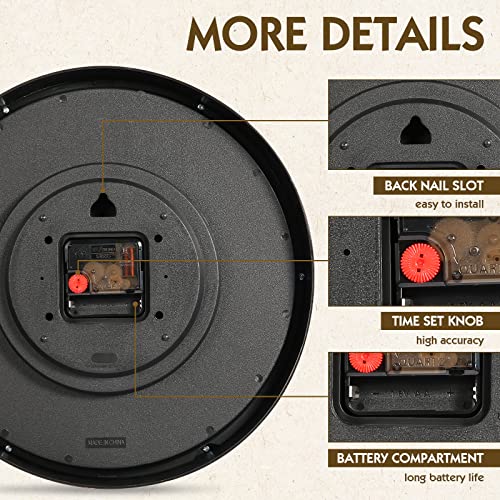 Clleylise 12 Inch Kitchen Wall Clock Silent Non Ticking,Rainbow Retro Farmhouse Clocks,Quality Quartz Battery Operated Round Easy To Read #TOP5