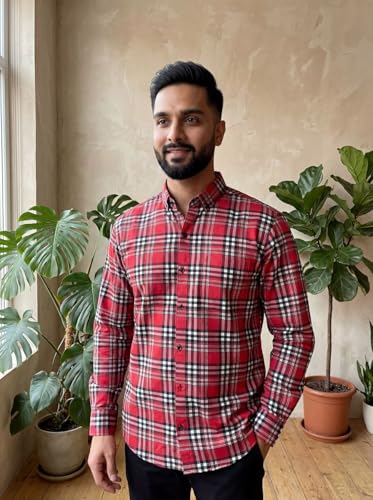 Image of NoseQueen Men's Premium Checked Casual Shirt | Regular Fit Full Sleeve Cotton Shirt for Men | Smart Casual Check Shirt