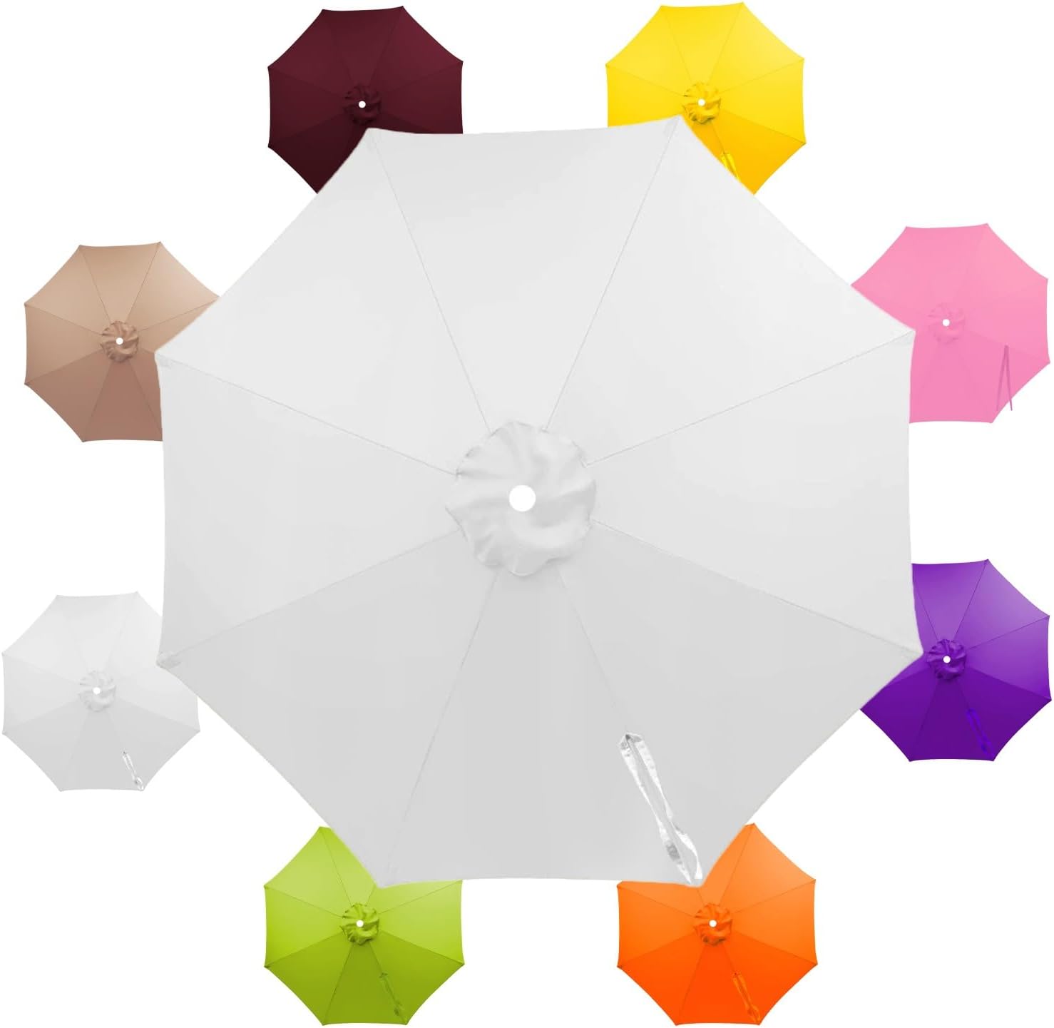 Replacement parasol canopy UV 50+ Sun Protection, Outdoor garden umbrella replacement canopy for 6-Rib & 8-Rib, replace patio umbrella cover for Deck, Backyard, Pool