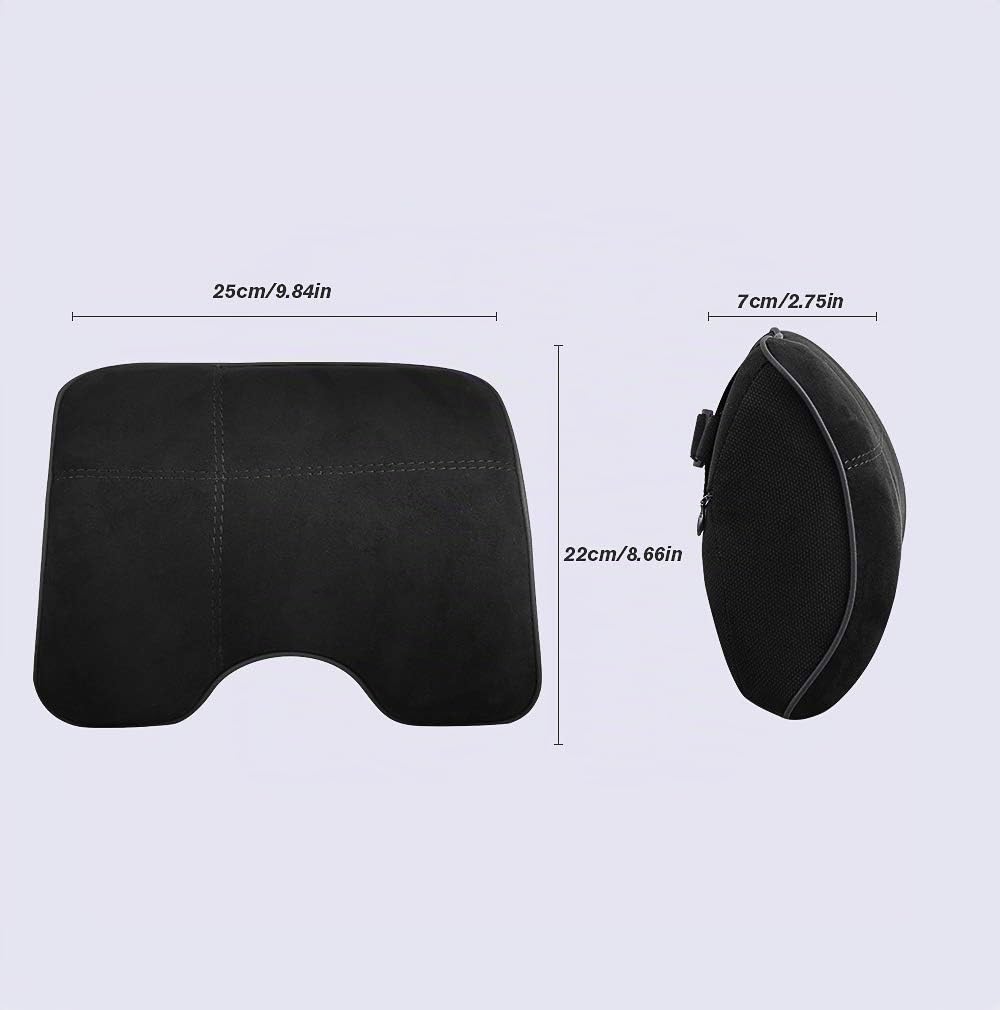 EASY EAGLE Cuscino Poggiatesta Auto in Tessuto Scamosciato e Schiuma di Memoria, Ortopedico per Collo, per Cervicale, Supporto per Seggiolino, Nero, 1 Pezzo