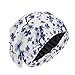 Blue Watercolor Cherry Blossom Flowers Branch On White Slouchy Beanie Sleep Cap, Women Lightweight Satin Bonnet, Cozy, Night Caps Head Cover Casual Hat for Sleeping Hair Protection