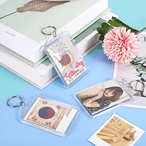 Image of Hicarer Acrylic Photo Insert Keychain 2 x 3 Inch Double Sided Blank Picture Keyring DIY Custom Personalized for Women Men