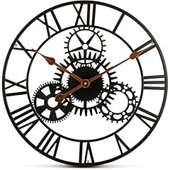 Bernhard Products Extra Large Wall Clock 20 Inch Decorative Wrought Iron, Silent Quartz Industrial