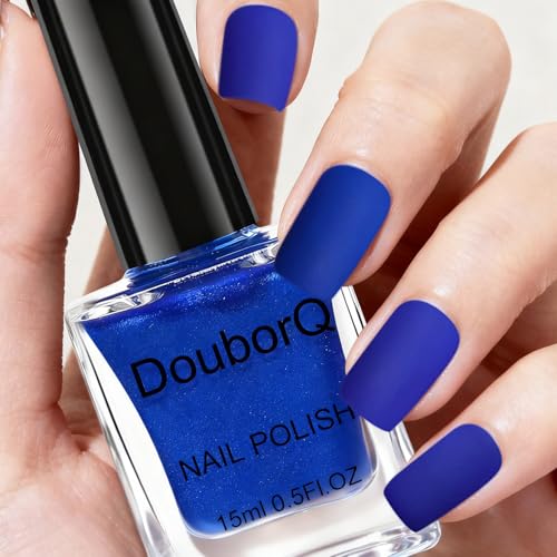 AILALUO Matte Nail Polish 15ml Blue Quick Dry Nail Lacquer for Nail Art Varnish Mist Effect Matte Finish Velvet Nail Polish 0.5 fl oz