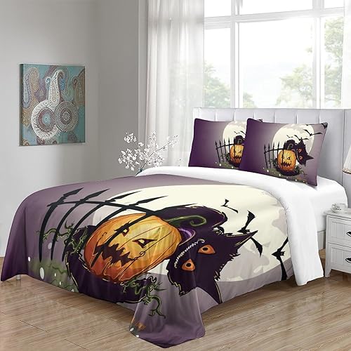 Housse de couette Halloween citrouille 3D avec taies d'oreiller lit double 200x200 - 5