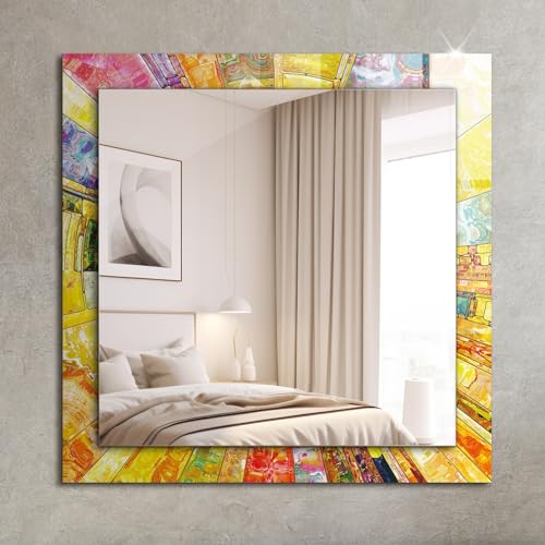 Miroir imprimé mosaïque abstraite colorée 60x60 décoration murale - 3