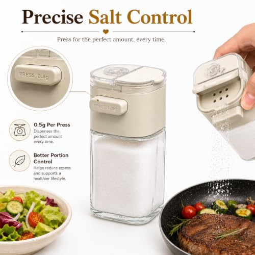Image of Vasukie Salt & Pepper Square Glass Spice Jar with Black Sifter Two Sided Sifter Cap,Masala jar Spice Container (Each Bottle 120ml) (2IN1 Press Bottle)