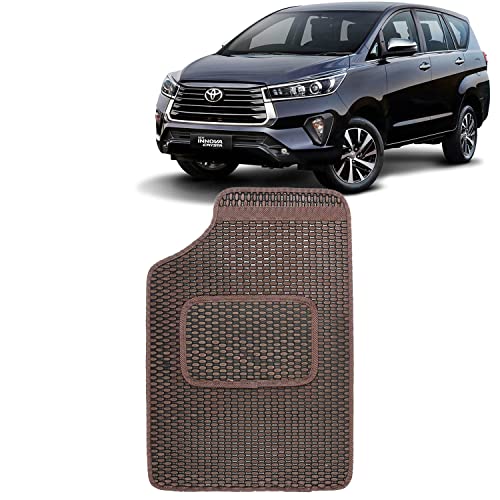 Image of Kingsway Dotted Design Car Floor Foot Mats Universal Fit for Toyota Innova Crysta, Model Year : 2021 Onwards, Water and Dustproof, Color Brown, Set of 5 Pieces