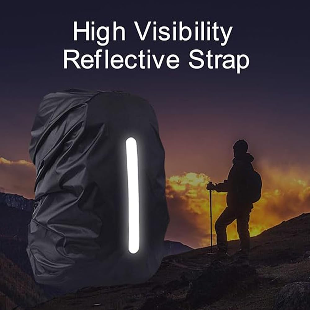 Mochila impermeable con cubierta de lluvia, paquete de 2, reflectante, para senderismo, camping, viajes, ciclismo, M (30-40 L), Negro -, 30-40L, Equipaje y equipo de viaje