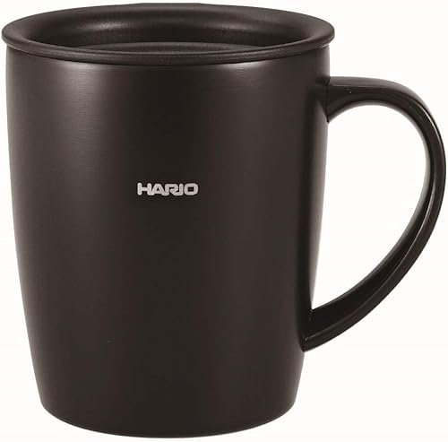 Hario Taza aislada con tapa, 10.1 fl oz (10 oz) (negro)