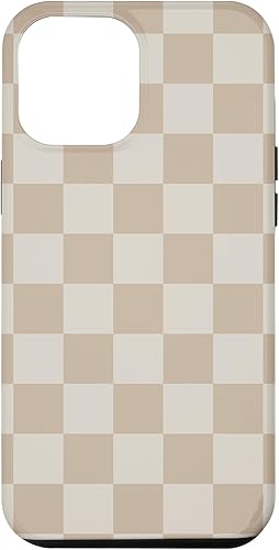 Funda con patrón clásico de ajedrez a cuadros para iPhone 15 Pro Max Vanilla White Coffee Cream