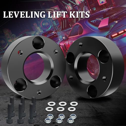 Image of 2.5 inch Ram 1500 Leveling Lift Kit, 2.5in Front Suspension Lift Kit Forged Strut Spacers for 2009-2026 Dodge Ram 1500 4WD, 6061-T6 Aluminum Level Kits CNC Machine Black Anodized