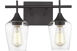 Oil Rubbed Bronze 2-Light Bathroom Vanity Light Fixture with Clear Glass
