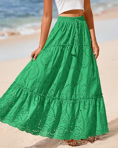 Image of BTFBM Eyelet Long Skirts for Women Beach Vacation