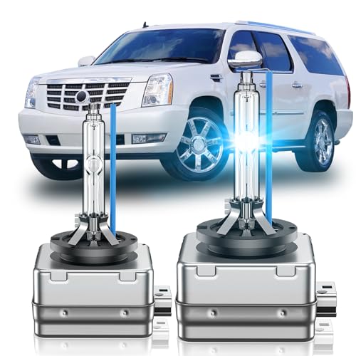 SENROBO Fit for 2007 2008 2009 2010 2011 2012 2013 2014 Cadillac Escalade ESV EXT D1S HID Xenon Headlight Bulbs 350% Brightness High Low Beam Light Bulb 8000K White Blue Plug and Play Pack of 2