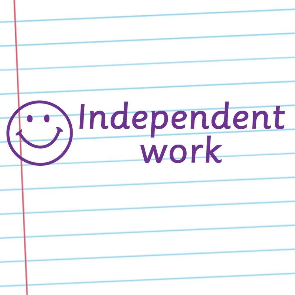 Classroom Capers Purple Independent Work Self-Inking Teacher Stamp, Reinkable, Quality School Stamp 10X39mm Ink.