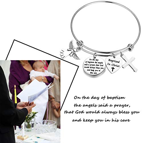 Myospark Baptism Gift On The Day Of Baptized The Angels Said A Prayer Cross Bracelet Religious Gift For Family Friends (Baptized In Christ Bracelet) #TOP5