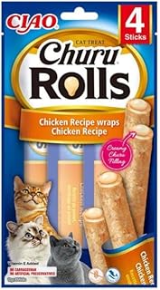 INABA Churu Rolls Keine Nebenerzeugnisse mit 59% Hühnerfleisch Katzen Leckerlies, Getreidefrei, Zuckerfrei, Perfekt zum Verstecken von Tablette, Weiche und Saftige Kausnacks Kausticks für Katzen 40g product image