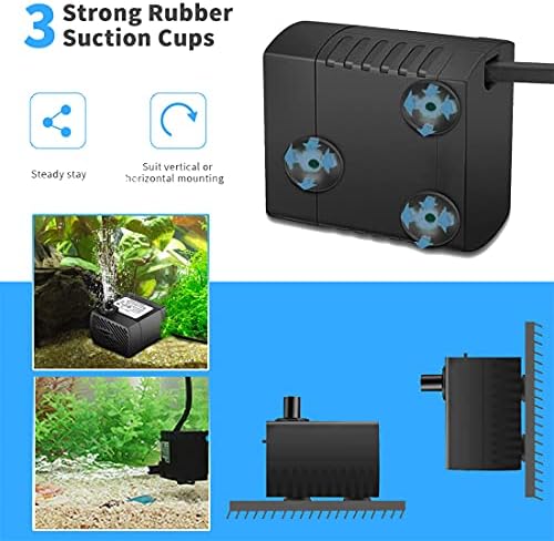 IceMoon 5W 95GPH Submersible Water Pump,350L/H Ultra-Quiet High Lift Fountain Water Pump,with 6.23Ft/1.9M Power Cord and 2 Nozzles for Aquarium,Pond,Fish Tank,Statuary Water Pump Hydroponics