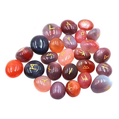 Namvo 25pcs Energy Dvining Stones with A Bag, Gemstone Runes with Engraved Lettering and Pouch - Image 2