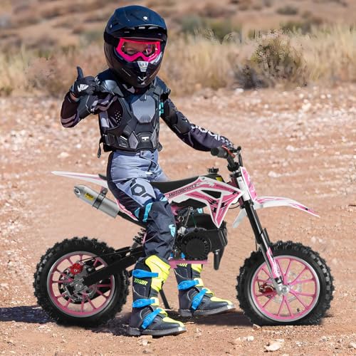 Image of 2026 New 50cc Dirt Bike for Kids 2-Stroke, Toddler Gas Powered Mini Bike with Front Rear Disc Brakes, Speeds up to 40KM /H, Gas Motorcycle for Children, Ideal Gifts for Boys Girls, (Pink)
