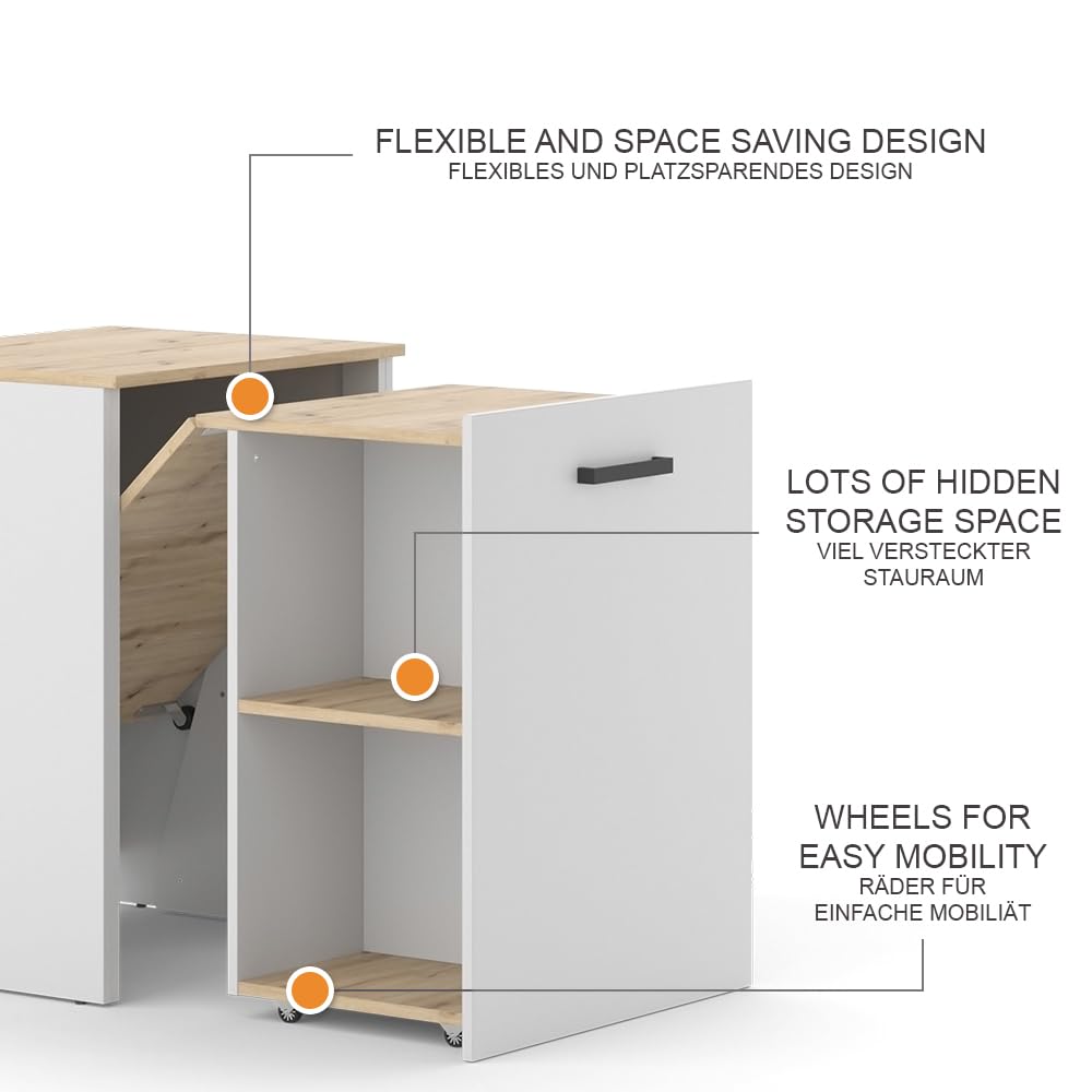 Vicco Bureau Adam, Greige/Artisan, 60x50.4cm | extensible, avec surface de rangement ouverte pour le stockage de matériel d’écriture