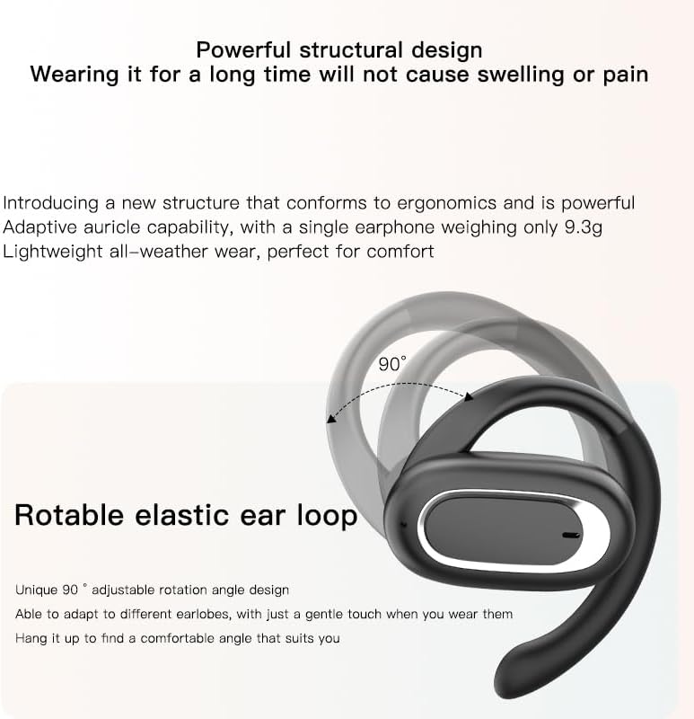 Micool T35 Headphones: Rotatable Earhook Adjustment