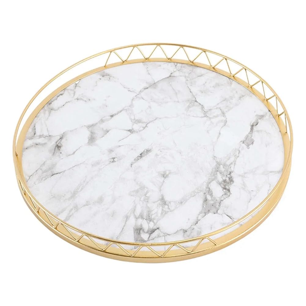 CTRLZS Household Simple Snack Dried Fruit Plate Small Dry Tea Table Tabletop Storage Light Luxury Marble Pattern Tray, B,S