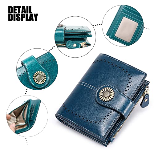 Women's Small Leather RFID Blocking Bifold Wallet Compact Purse with Zipper Pocket ID Window & Card Holder4