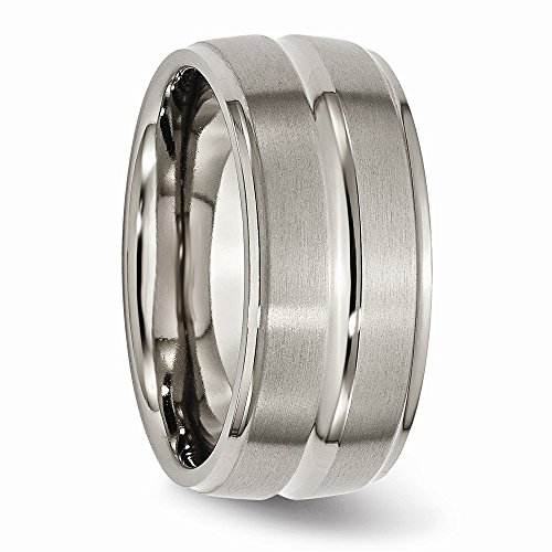 Solid Titanium Grooved Ridged Edge 10mm Men's Matte Brushed Finish and Wedding Band Ring4