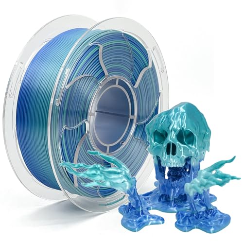 Silk Gradient Rainbow Blue Green PLA Filament 1.75mm High Intensity 3D Printer Filament, Toughness Enhanced PLA 3D Printing Filament 1kg (2.2lbs) Spool Neatly Wound Fit Most FDM Printer