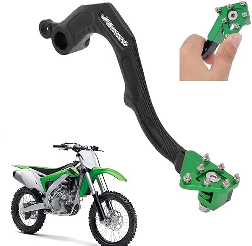 JFG RACING Palanca de pedal de freno trasero plegable para motocicleta CNC para KX450F 2006-2018 KX450 2019-2020 KLX450R 2008-2019 Dirt Bike Verde