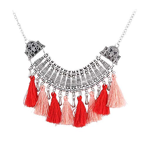 Collier ethnique avec pendentif gland en velours, le cadeau idéal