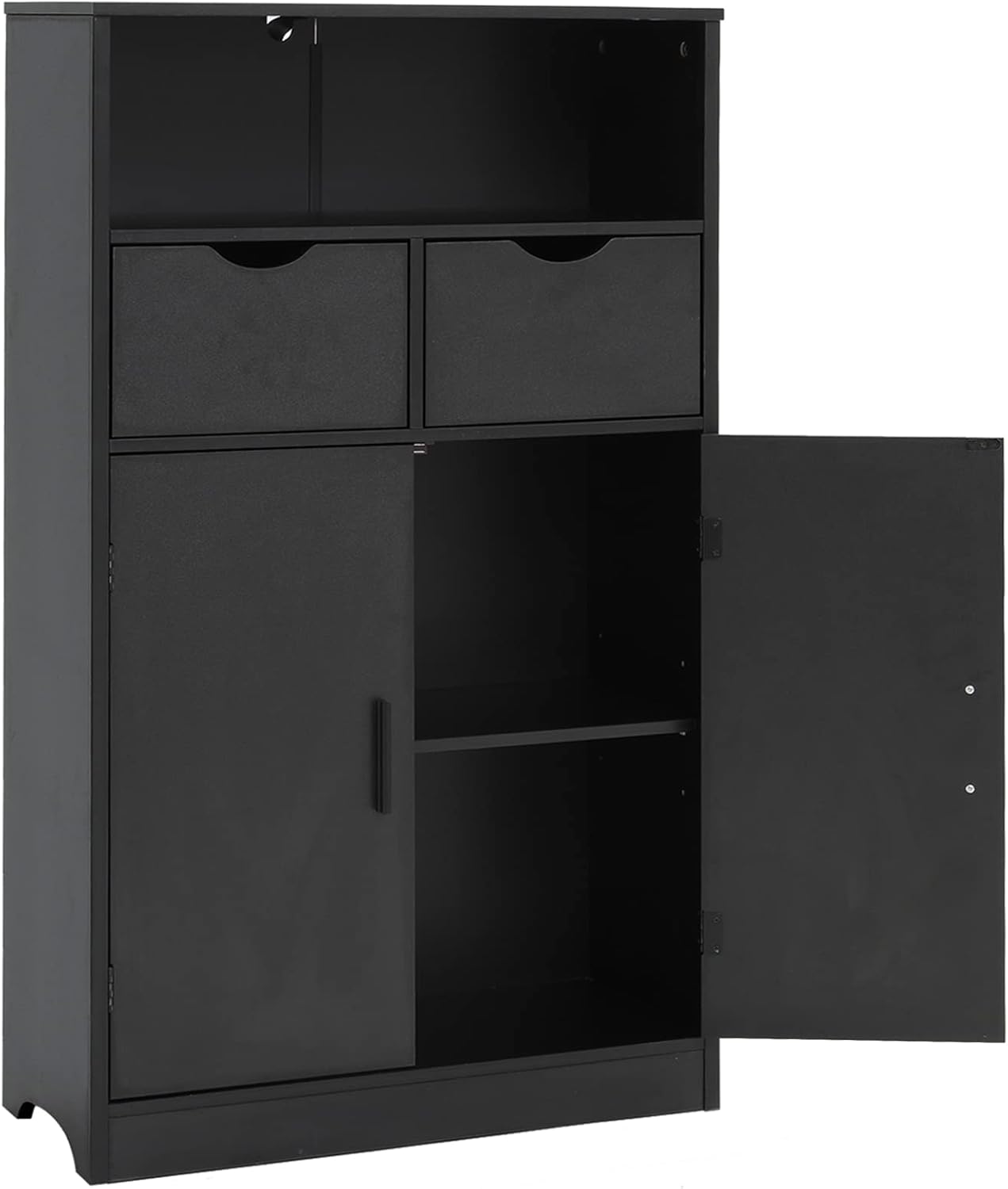 Iwell Black Bathroom Storage with 2 Drawers & 2