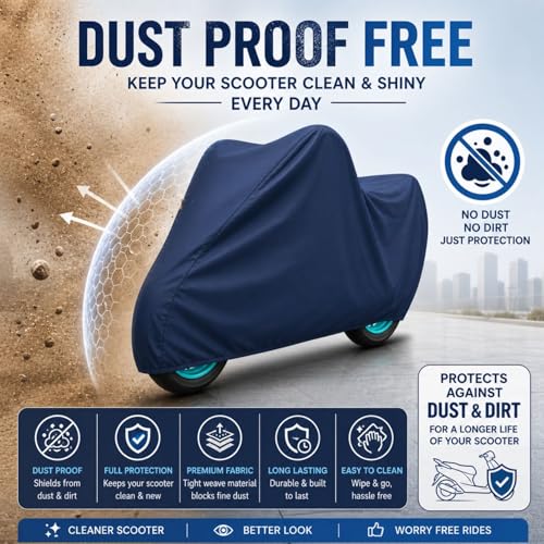 Image of Activa 6G Waterproof Heavy Duty Scooter Cover | Rain, Dust & UV Protection | Full Body Two Wheeler Cover | Windproof Outdoor Use | Premium Blue