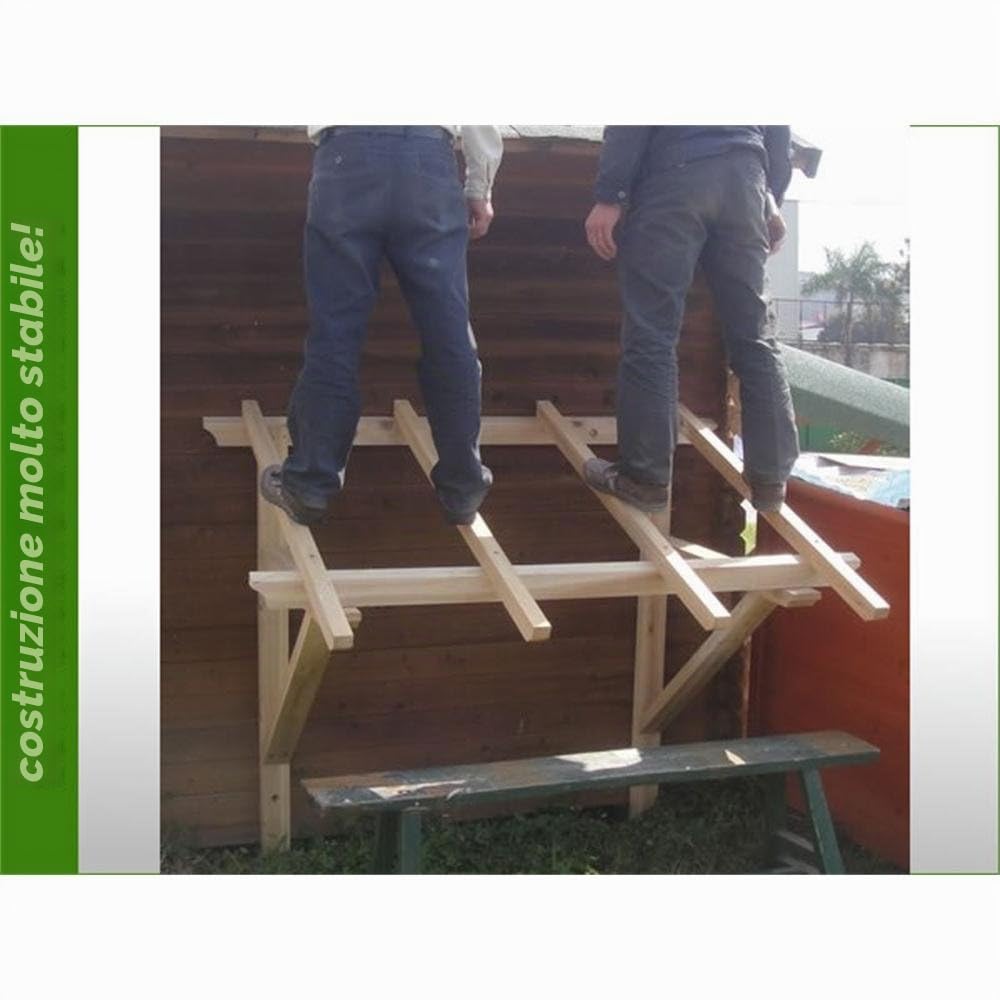 Melko Tettoia in Legno per Porta d'Ingresso, 205 cm