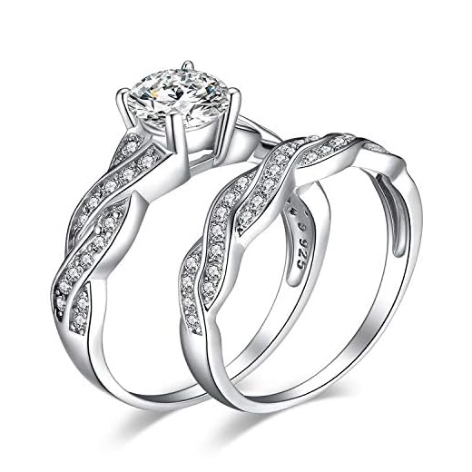 JewelryPalace Infini 1.5ct Zircone Cubique Anniversaire Mariage Promise Alliance Bague de Fiançailles Nuptiale Ensembles en Argent 925