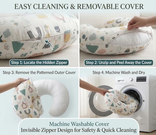 Image of Proliva Feeding Pillow for New Born Baby with Detachable Cover Breast Feeding & Maternity Nursing Pillow for Breastfeeding Support for Baby Feeding Pillow for Mom