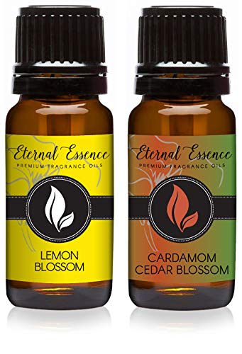 Image of Eternal Essence Oils 2 Pack 10ml Premium Fragrance Oil - Cardamom Cedar Blossom & Lemon Blossom - for Candle, Soap Making, Aromatherapy, Diffusers, Home Care, & Humidifiers