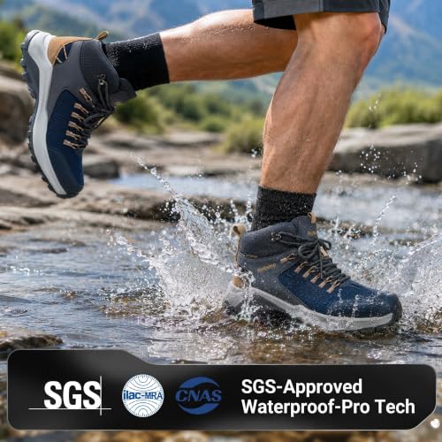 Image of Mens Waterproof Hiking Boots Outdoor Lightweight Work Ankle Boots All-Terrain Trekking Hiking Shoes US 7.5-12
