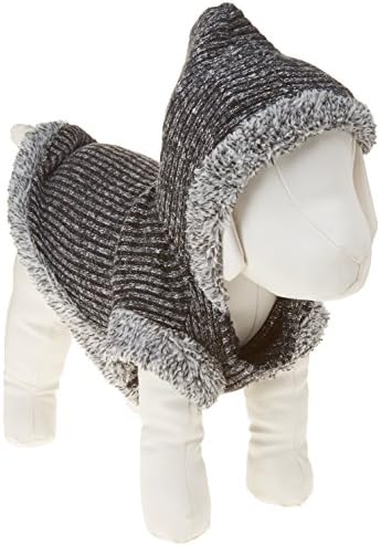 Fitwarm Knitted Sweatshirts for Dog Coats Sweater Pet Hooded Jackets, Grey, Large