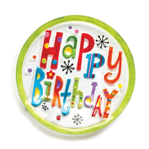 DEMDACO Silvestri Glass Fusion Happy Birthday Round Plate