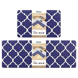 Carvapet Marokkanische Küchenmatte, 2 Stück, gepolstert, Anti-Ermüdungs-Küchenteppich, wasserdicht, rutschfest, PVC…