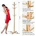 LANGRIA Coat Hook Bamboo Wooden Coat Rack and Hook Rack with 3 Tiers 12 Hooks and Solid Feet Hall Tree Coat Rack for Clothes Scarves and Hats, Bamboo Natural Color